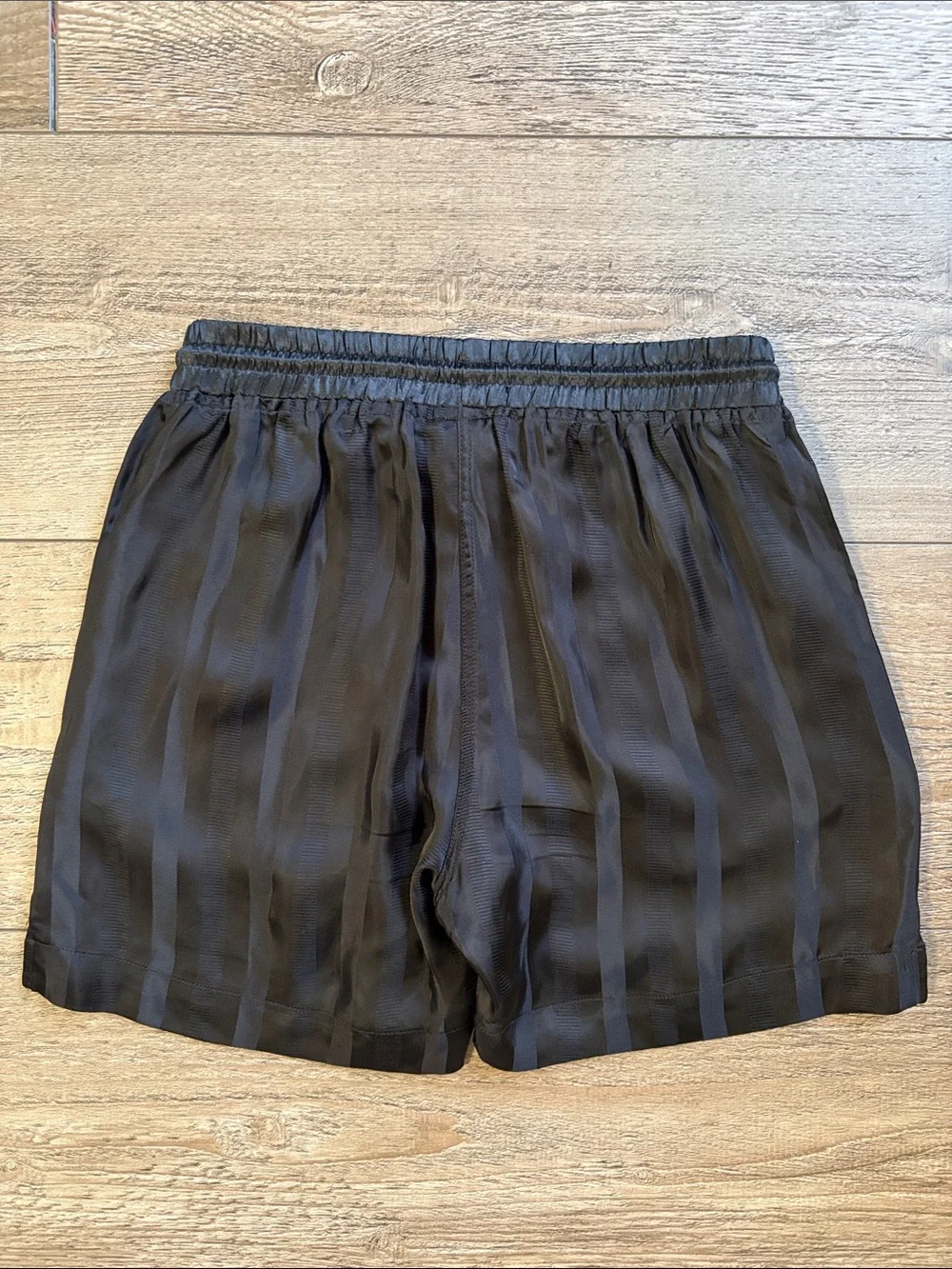 RtA Black Tonal Striped Drawstring Elastic Waistband Men’s Shorts